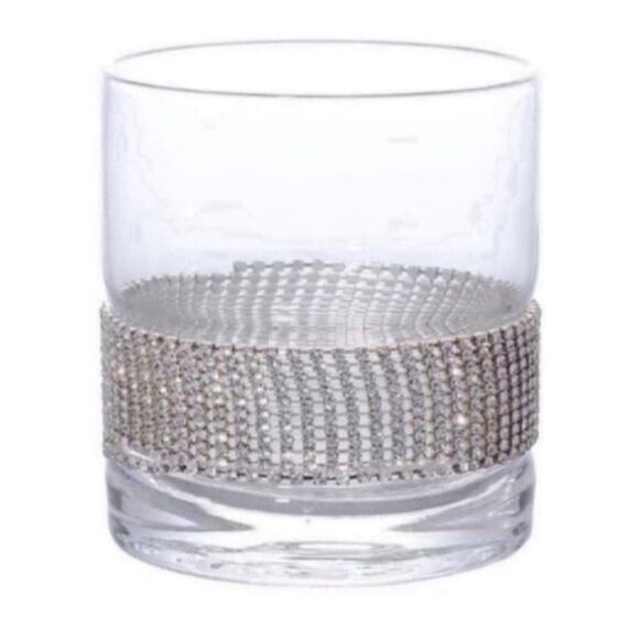 Set of 4 Crystal Silver Double Old Fashioned Glasses - Picture 2 of 8